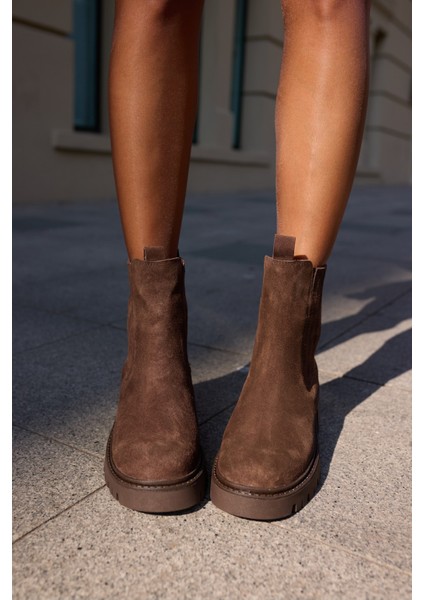 Pascali Kadin Kahve Gercek Deri Süet Lastıklı Bot modelleri