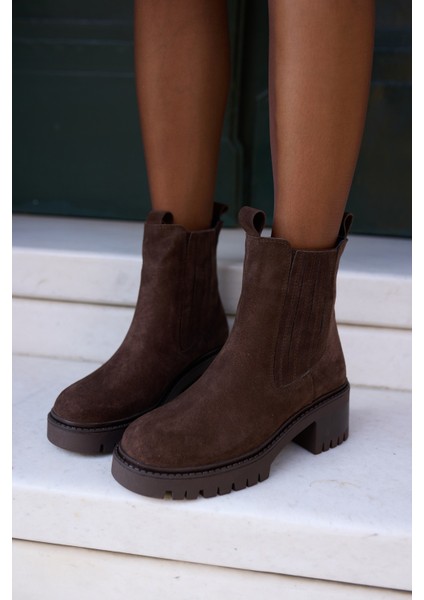 Pascali Kadin Kahve Gercek Deri Süet Lastıklı Bot fırsatları