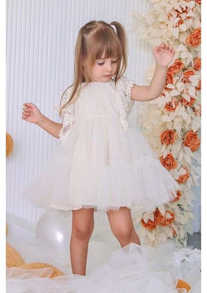 Kız Bebek Elbise Kız Çocuk Elbise Doğum Günü Parti Düğün Elbise Dantelli Kısa Kol astarlı elbise fiyatları