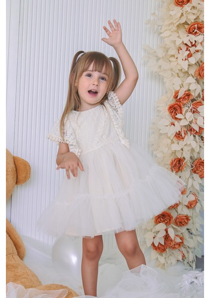 Kız Bebek Elbise Kız Çocuk Elbise Doğum Günü Parti Düğün Elbise Dantelli Kısa Kol astarlı elbise modelleri