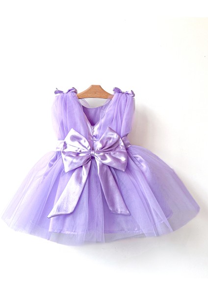 Kız Bebek Kız Çocuk Doğum Günü Parti Düğün Elbise Balonkol Fiyonklu Tüllü Tütü Astarlı