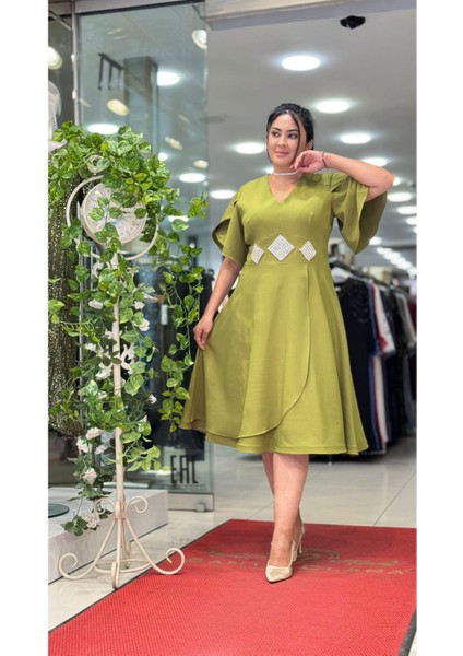 Büyük Beden Abiye Elbise – Melek Kol Şık Gece ve Davet Elbisesi