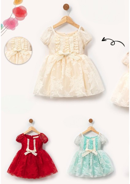 Kız Bebek Kız Çocuk Doğum Günü Parti Düğün Elbise Kısa Kol Dantelli Astarlı Elbise indirimleri