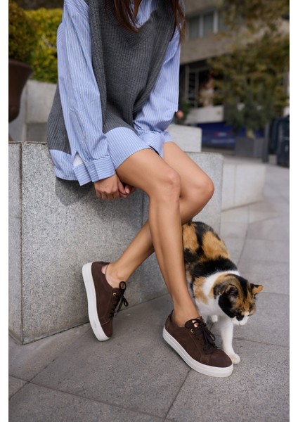 Escape Kadın Siyah Gercek Deri Bagcıklı Sneaker