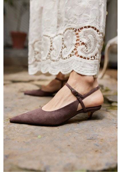 Emila Kadın Siyah Suet Mini Topuklu Ayakkabi