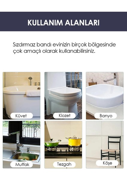 3.2 mt Su Sızdırmaz Geçirmez Bant Lavabo Küvet Tezgah Kenar Bandı Banyo Mutfak Pencere Yalıtım Bandı