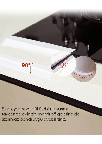 3.2 mt Su Sızdırmaz Geçirmez Bant Lavabo Küvet Tezgah Kenar Bandı Banyo Mutfak Pencere Yalıtım Bandı