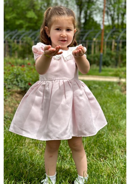 Kız Bebek Elbise Kız Çocuk Elbise Doğum Günü Parti Düğün Elbise Dantelli Kısa Kol astarlı elbise