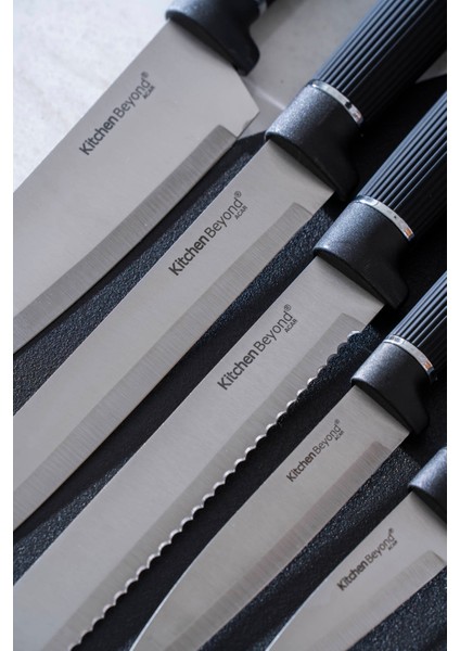 Cooper 12 Parça Standlı Kesme Tahtası Servis ve Bıçak Seti