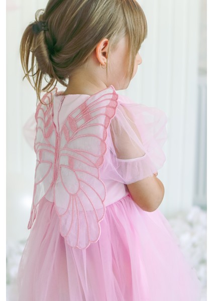 Kız Bebek Kız Çocuk Doğum Günü Parti Düğün Elbise Balonkol Kanatlı Tüllü Tütülü Tütü Astarlı fiyatları