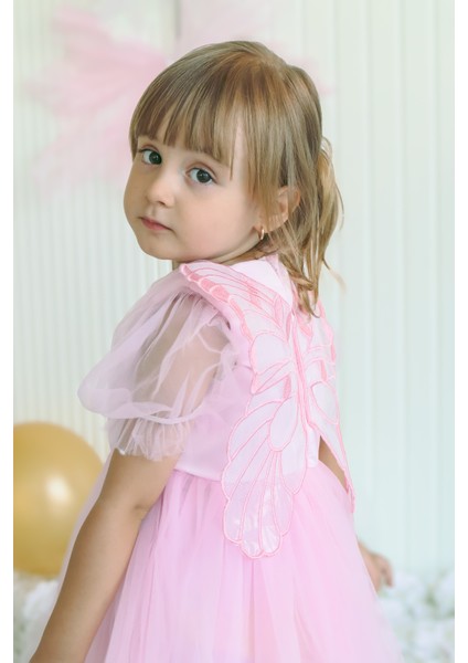 Kız Bebek Kız Çocuk Doğum Günü Parti Düğün Elbise Balonkol Kanatlı Tüllü Tütülü Tütü Astarlı fırsatları