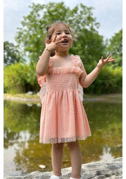 Kız Bebek Elbise Kız Çocuk Elbise Doğum Günü Parti Düğün Elbise Dantelli Kısa Kol astarlı elbise