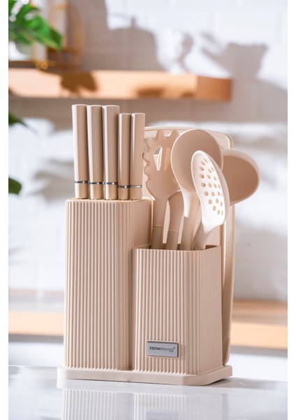 Cooper 12 Parça Standlı Kesme Tahtası Servis ve Bıçak Seti