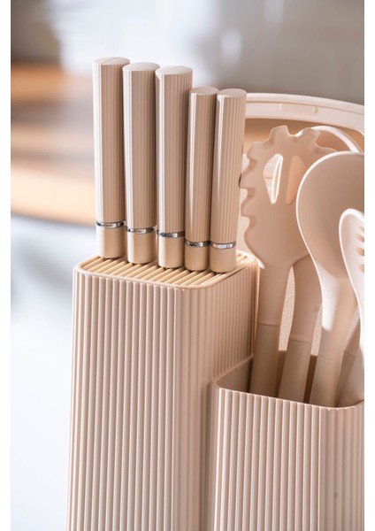 Cooper 12 Parça Standlı Kesme Tahtası Servis ve Bıçak Seti modelleri