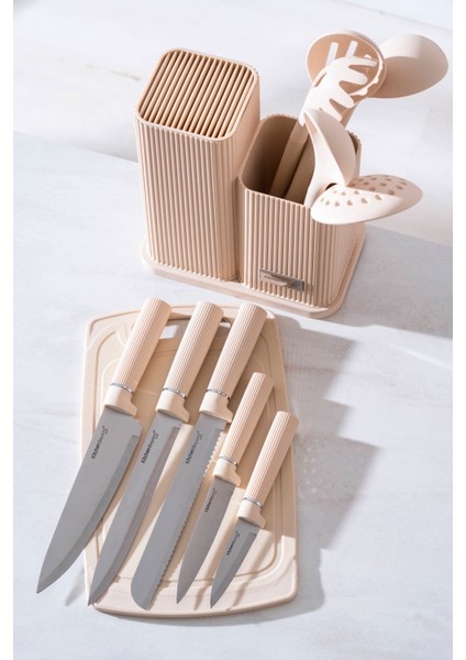 Cooper 12 Parça Standlı Kesme Tahtası Servis ve Bıçak Seti indirimleri