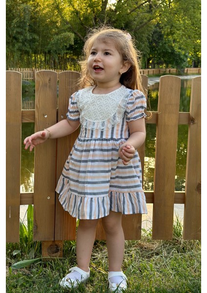 Kız Bebek Elbise Kız Çocuk Elbise Doğum Günü Parti Düğün Elbise Dantelli Kısa Kol astarlı elbise