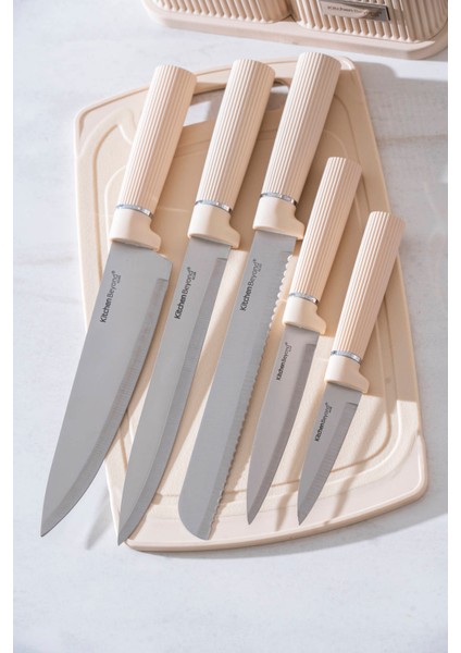 Cooper 12 Parça Standlı Kesme Tahtası Servis ve Bıçak Seti