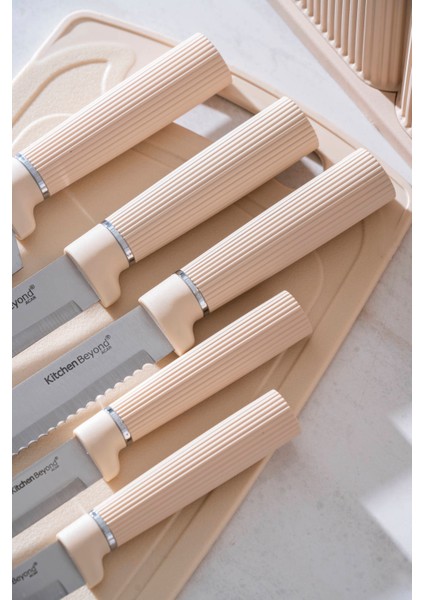 Cooper 12 Parça Standlı Kesme Tahtası Servis ve Bıçak Seti