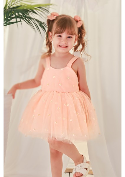 Kız Bebek Elbise Kız Çocuk Elbise Doğum Günü Parti Düğün Elbise Askılı Astarlı Papatya Elbise modelleri