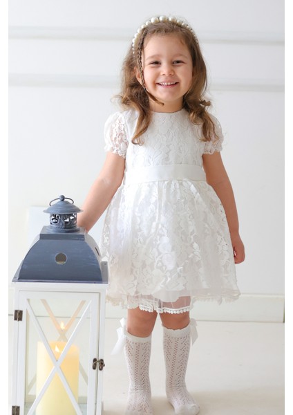 Kız Bebek Elbise Kız Çocuk Elbise Doğum Günü Parti Düğün Elbise Dantelli Kısa Kol astarlı elbise fırsatları
