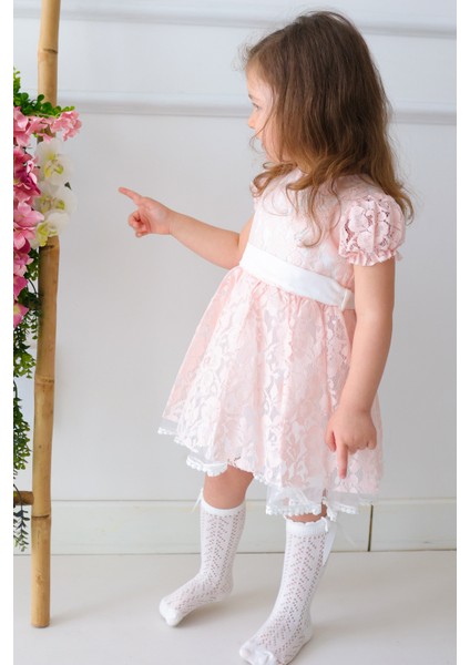 Kız Bebek Elbise Kız Çocuk Elbise Doğum Günü Parti Düğün Elbise Dantelli Kısa Kol astarlı elbise fiyatları