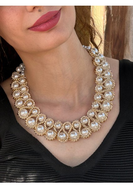 Atın Sarı Zincirli Inci Dizmeli Kadın Tasarım Kolye 25 cm fiyatları