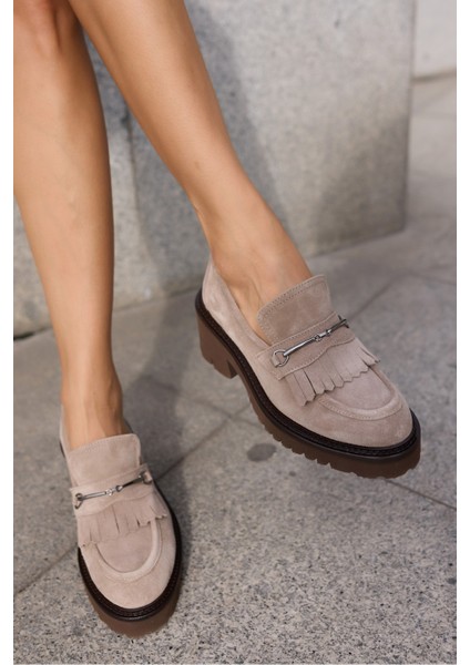 Pival Kadın Vizon Gercek Deri Suet Loafer Eva Taban Ayakkabi modelleri