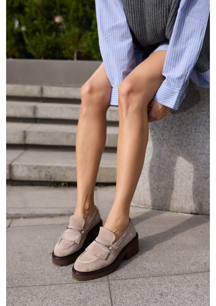 Pival Kadın Vizon Gercek Deri Suet Loafer Eva Taban Ayakkabi fırsatları