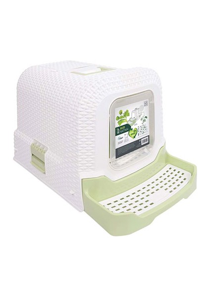 Eco Rattan Kapalı Kedi Tuvaleti Yeşil 69X42X41 cm