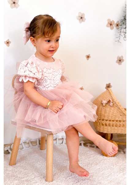 Kız Bebek Elbise Kız Çocuk Elbise Doğum Günü Parti Düğün Elbise Dantelli Kısa Kol astarlı elbise fiyatları