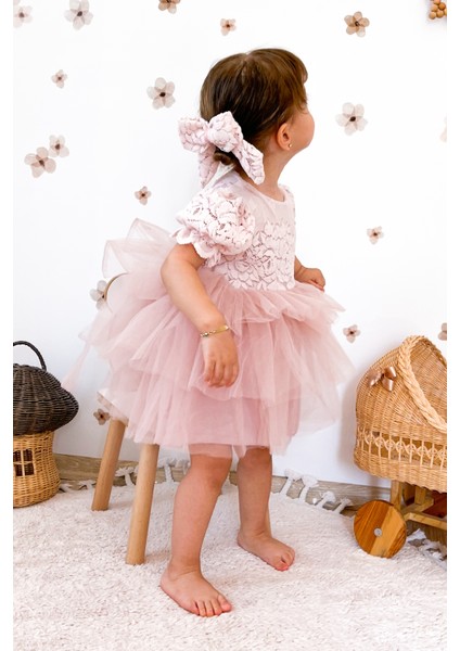 Kız Bebek Elbise Kız Çocuk Elbise Doğum Günü Parti Düğün Elbise Dantelli Kısa Kol astarlı elbise modelleri