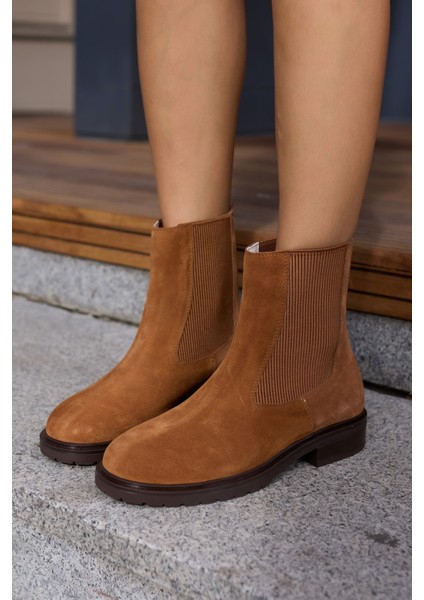 Hella Kadın Taba Gercek Deri Süet Arka Fermuar Lastık Detay Bot fırsatları