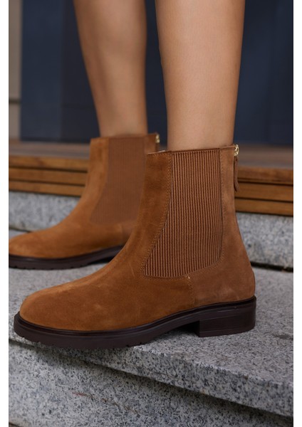 Hella Kadın Taba Gercek Deri Süet Arka Fermuar Lastık Detay Bot indirimleri