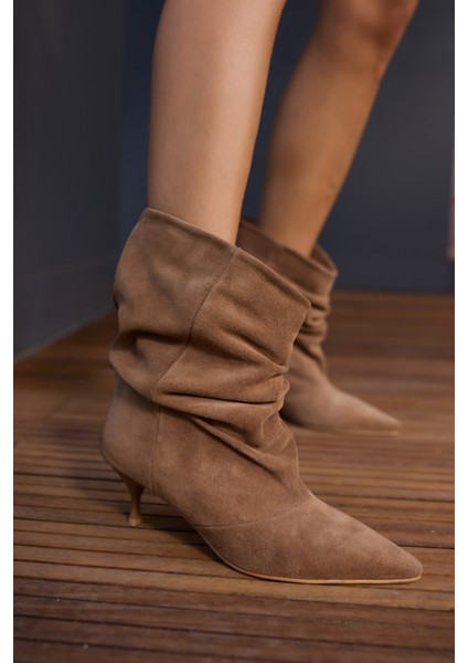 Cecile Kadin Taba Tutun Gercek Suet Topuklu Bot fiyatları