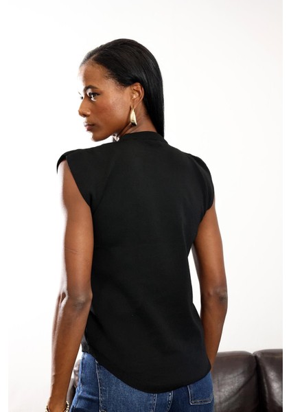 Siyah Kolsuz Merserize Triko 4094