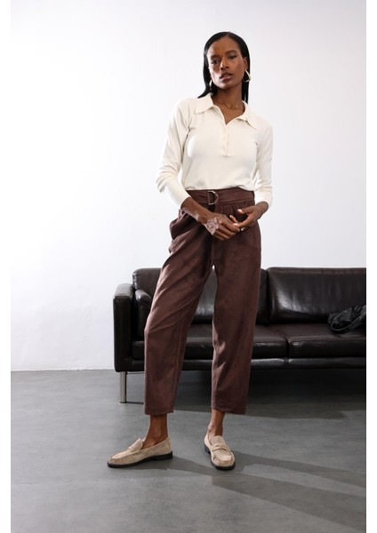 Kahverengi Süet Havuç Pantolon 17174 fiyatları