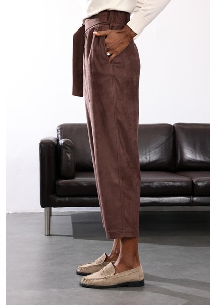 Kahverengi Süet Havuç Pantolon 17174 indirimleri