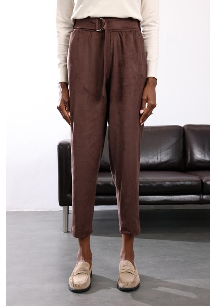 Kahverengi Süet Havuç Pantolon 17174
