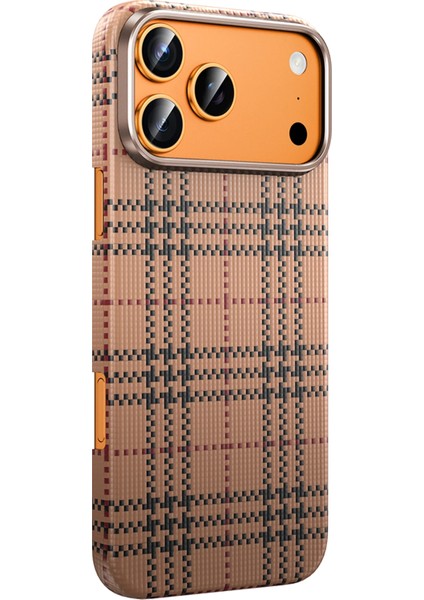 iPhone 17 Pro Max Kılıf Ultra Slim Kumaş Desenli Karbon Scots Kevlar Magsafe Kapak modelleri