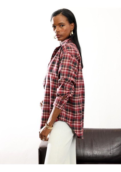 Bordo Ekose Desenli Gömlek fırsatları