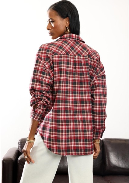 Bordo Ekose Desenli Gömlek indirimleri