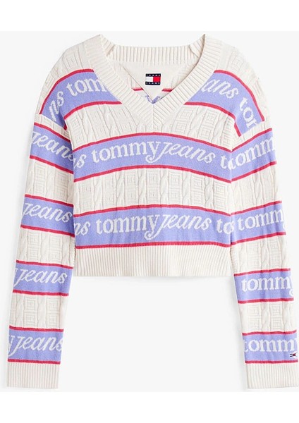 Tjw Çizgili Logolu Kadın Beyaz Kazak DW0DW21682YBH indirimleri