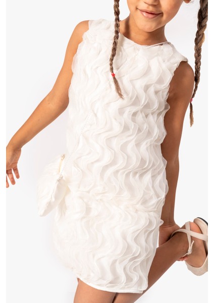 Kız Bebek Kız Çocuk Doğum Günü Parti Düğün Elbise Kısa Kol Çantalı Fırfırlı Tüllü Tütülü Tütü Astarlı modelleri