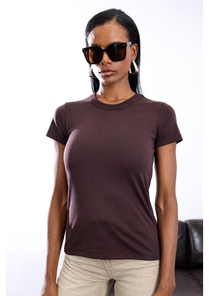Kahverengi Fit Basic Tişört fırsatları