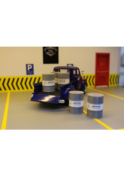 1:24 Ölçek Gri Yağ Varili 5’li Set – Diorama Model Araba Aksesuarı – Garaj ve Servis Dekoru