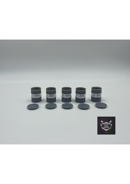 1:24 Ölçek Gri Yağ Varili 5’li Set – Diorama Model Araba Aksesuarı – Garaj ve Servis Dekoru modelleri