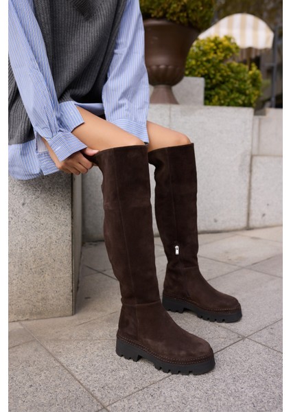 Giselle Kadin Siyah Gercek Suet Diz Ustu Yandan Fermuarli Çizme fiyatları