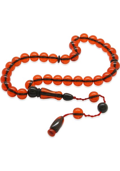 Sistemli Küre Kesim Kırmızı Ateş Kehribar Tesbih