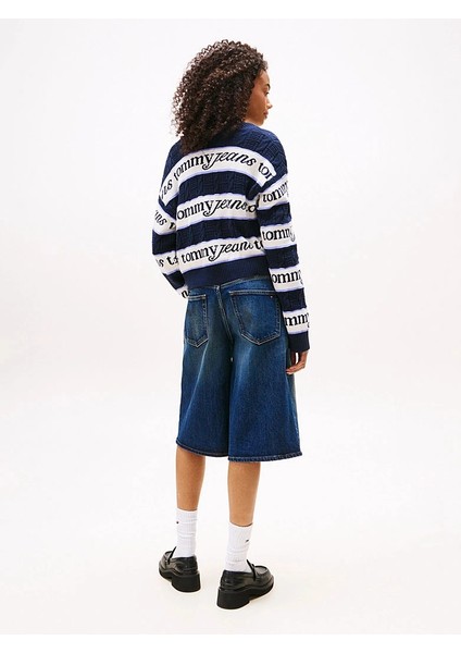 Tjw Çizgili Logolu Kadın Mavi Kazak DW0DW21682C1G fırsatları