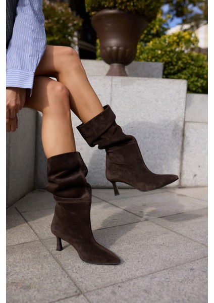 Perri Kadin Siyah Gercek Suet Yarım Astarsız Topuklu Çizme fiyatları